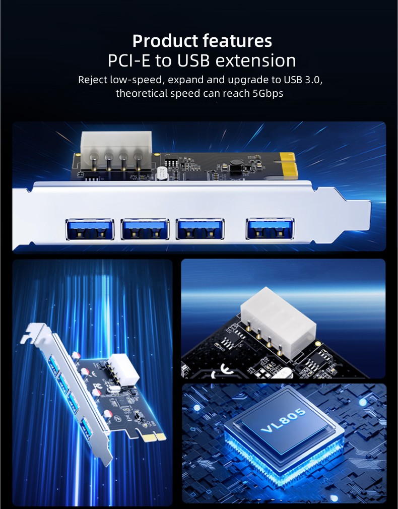 PCI-E to USB3.0 4 Port HUB