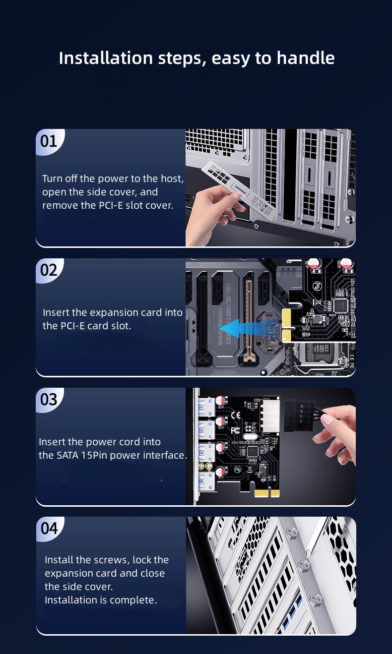 Carte d'extension PCI-E vers 2 ports USB 3.0