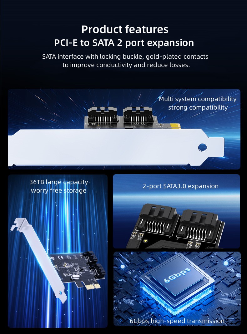 Carte d'extension PCI-E vers 2 ports SATA3.0