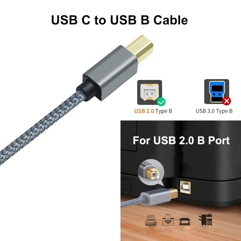 Câble d'imprimante USB C vers USB B