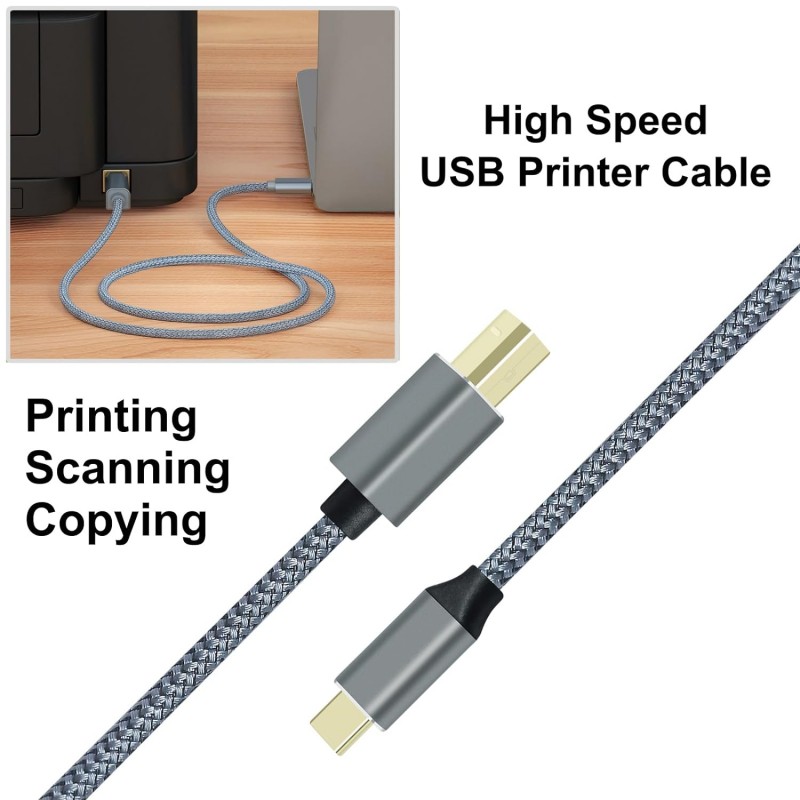 Câble d'imprimante USB C vers USB B