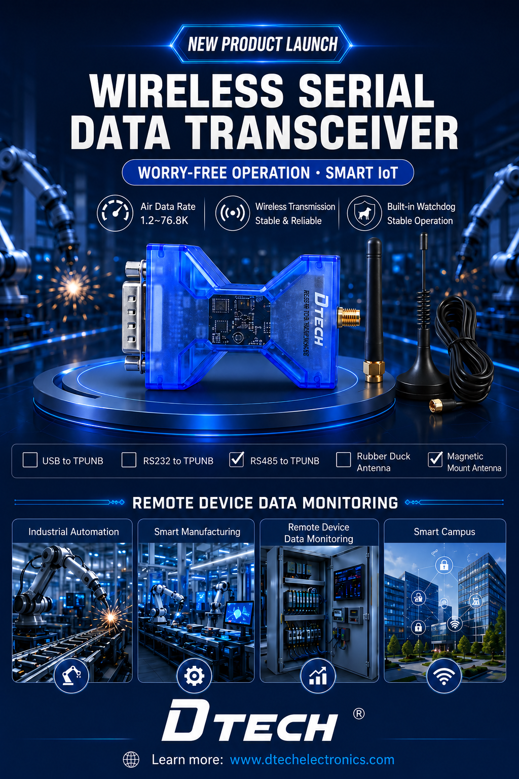 USB to TPUNB wireless serial data transceiver